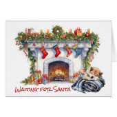 秋田犬がサンタを待つ (正面横)