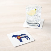 秋田犬がシルエット・コロラド州旗 スクエアペーパーコースター (インサイチュ)