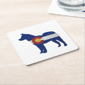 秋田犬がシルエット・コロラド州旗 スクエアペーパーコースター (アングル)