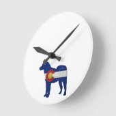 秋田犬がシルエット・コロラド州旗 ラウンド壁時計 (傾斜)