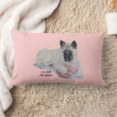 秋田犬が赤ちゃんピンクのテディベアのペットポートレート ランバークッション (ブランケット)