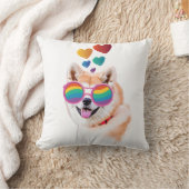 秋田犬とハートバレンタインデー装飾用クッション クッション (ブランケット)