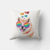 秋田犬とハートバレンタインデー装飾用クッション クッション (裏面)