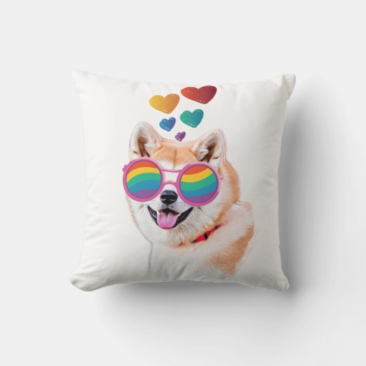 秋田犬とハートバレンタインデー装飾用クッション クッション (正面)