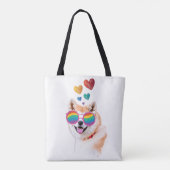 秋田犬とハートバレンタインデー トートバッグ (裏面)