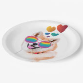 秋田犬とハートバレンタインデー ペーパープレート (アングル)