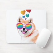 秋田犬とハートバレンタインデー マウスパッド (マウス)