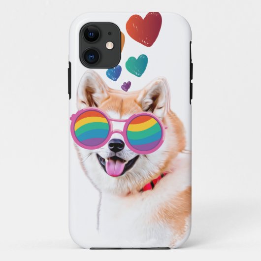 秋田犬とハートバレンタインデー Case-Mate iPhoneケース (裏面)