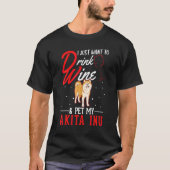 秋田犬とワイン Tシャツ (正面)