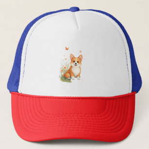 秋田犬と花蝶Tシャツ キャップ
