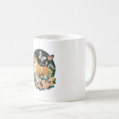 秋田犬と花蝶Tシャツ コーヒーマグカップ (正面右)