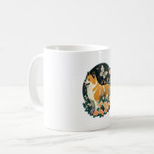 秋田犬と花蝶Tシャツ コーヒーマグカップ (正面左)