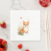 秋田犬と花蝶Tシャツ スタンダードランチョンナプキン (インサイチュ)