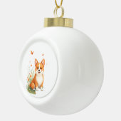 秋田犬と花蝶Tシャツ セラミックボールオーナメント (右)