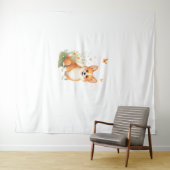 秋田犬と花蝶Tシャツ タペストリー (インサイチュ(横))