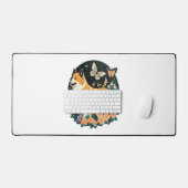 秋田犬と花蝶Tシャツ デスクマット (キーボード&マウス)