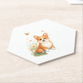 秋田犬と花蝶Tシャツ ペーパーコースター (アングル)