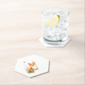 秋田犬と花蝶Tシャツ ペーパーコースター (インサイチュ)