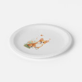 秋田犬と花蝶Tシャツ ペーパープレート (アングル)