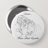 秋田犬に接吻する女の子の柔らかい愛情のあるスケッチ 缶バッジ (正面&裏面)