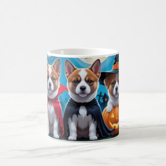 秋田犬のかぼちゃハロウィン パロディ コーヒーマグカップ (中央)