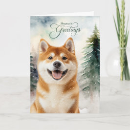 秋田犬のウッドランドシーズングリーティング シーズンカード
