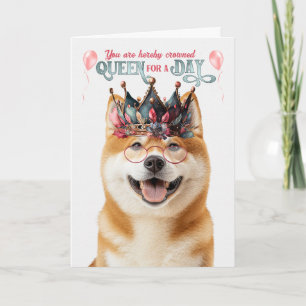秋田犬のクイーンforデイおもしろい誕生日 カード