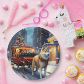 秋田犬のクリスマスの季節 ペーパープレート (パーティー)