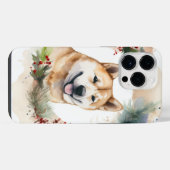 秋田犬のクリスマスリースの可愛い犬 iPhoneケース (裏面横)