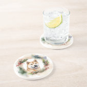 秋田犬のクリスマスリースフェスティブパピー コースター (側面)