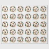 秋田犬のクリスマスリース 冬の楽しみを運ぶ犬 ラッピングペーパー (フラット)