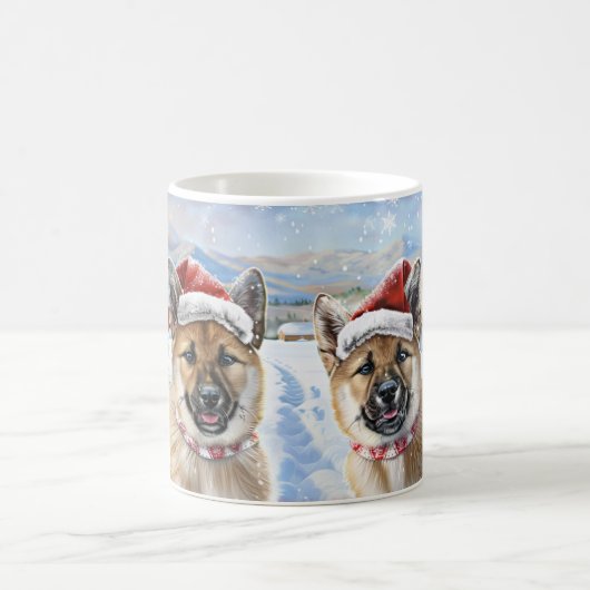 秋田犬のクリスマス コーヒーマグカップ (中央)