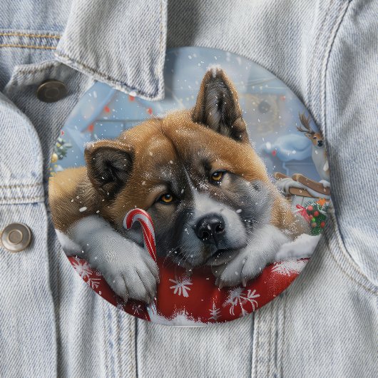 秋田犬のクリスマス 缶バッジ (インサイチュ)