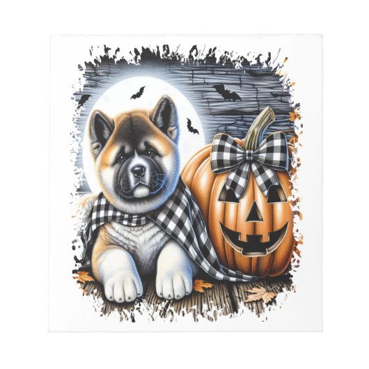 秋田犬のハロウィンスクエア ノートパッド (正面)