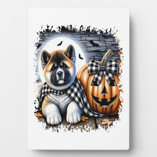 秋田犬のハロウィンスクエア フォトプラーク (正面)