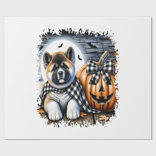 秋田犬のハロウィンスクエア ラッピングペーパー (フラット)