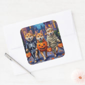 秋田犬のハロウィーンコスチューム スクエアシール (封筒)