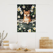 秋田犬のバスタブポスター, 面白い犬のポスター, 秋田犬 ポスター (キッチン)