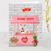 秋田犬のバレンタインデーキッシングブース カード (黄色い花)