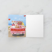 秋田犬のバレンタインデートラック ハート カード (内部)