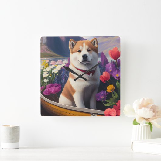 秋田犬のパドル – 絶景の冒険|過去記事 スクエア壁時計 (ホーム)