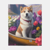 秋田犬のパドル – 風光明媚なアドベンチャーソックス フリースブランケット (正面)