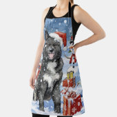 秋田犬の冬の不思議の国クリスマスジョイ エプロン (インサイチュ)