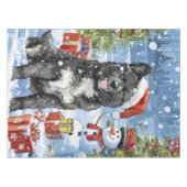 秋田犬の冬の不思議の国クリスマスジョイ テーブルクロス (正面(横))