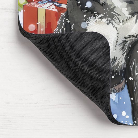 秋田犬の冬の不思議の国クリスマスジョイ マウスパッド (コーナー)