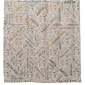 秋田犬の単語の芸術 シャワーカーテン (正面)