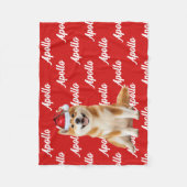 秋田犬の名前入りパターン柄クリスマスデザイン フリースブランケット (正面)