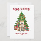 秋田犬の家族のクリスマス シーズンカード (正面)