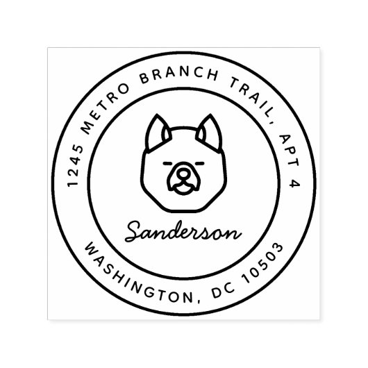 秋田犬の差出人住所スタンプ自筆 セルフインキングスタンプ (デザイン)