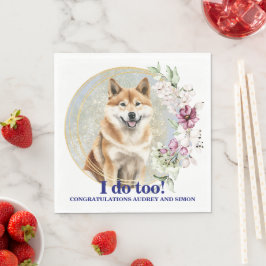 秋田犬の結婚式のナプキンに犬の写真 スタンダードランチョンナプキン
